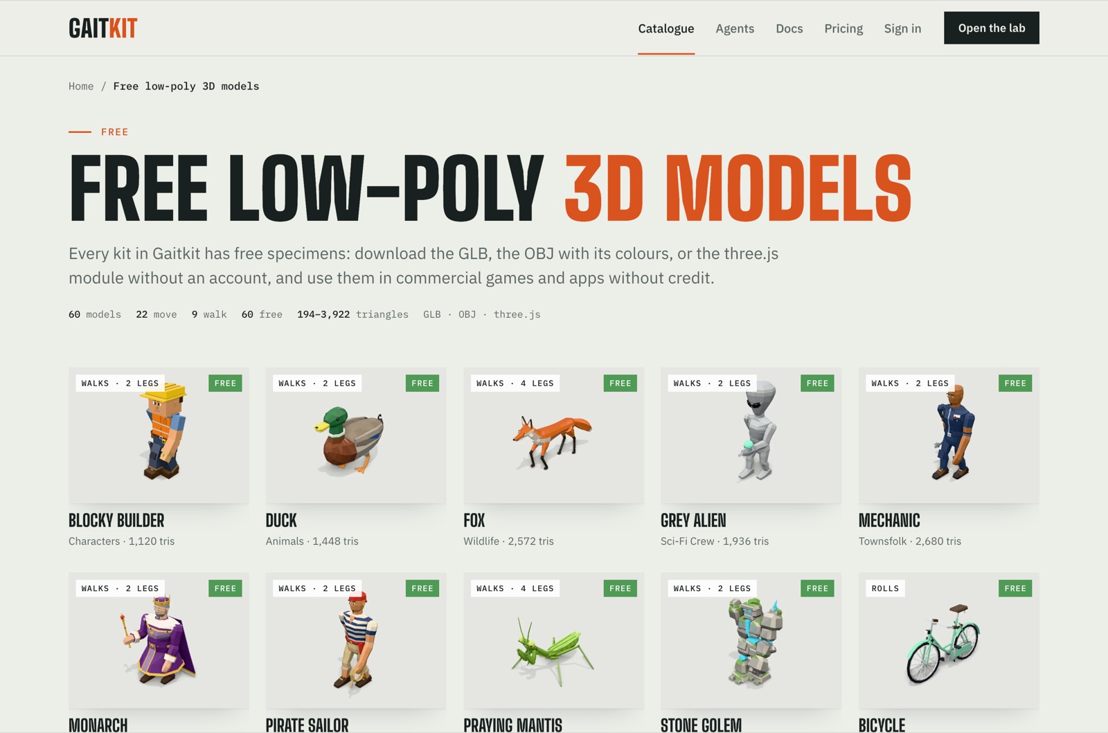 The free models collection page