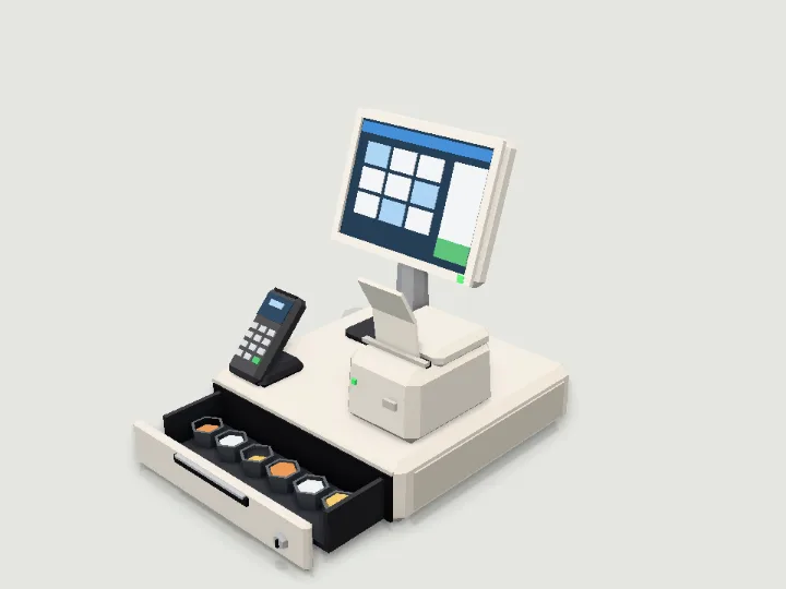 Cash Register, low-poly 3D prop