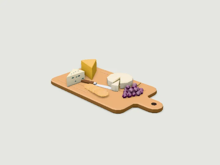Cheese Board, low-poly 3D prop