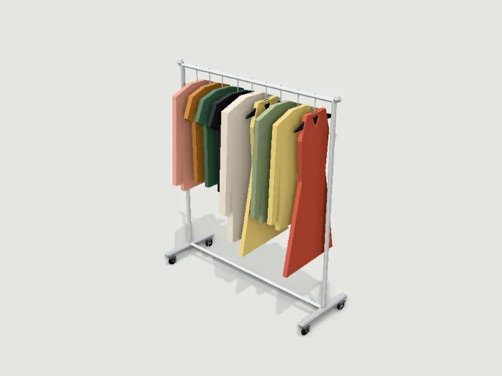 Clothing Rack, low-poly 3D prop