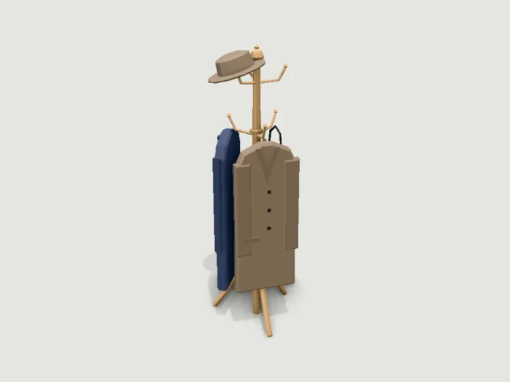 Coat Rack, low-poly 3D prop