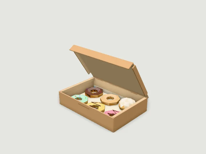 Donut Box, low-poly 3D prop