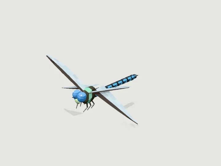 Dragonfly, low-poly 3D creature