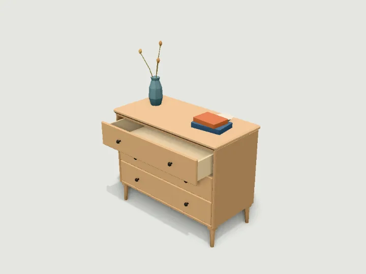 Dresser, low-poly 3D prop