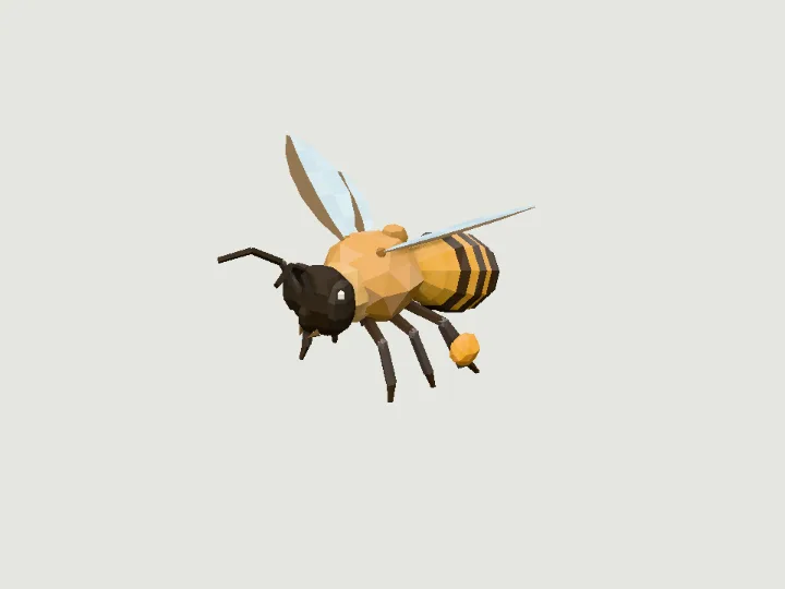 Honey Bee, low-poly 3D creature
