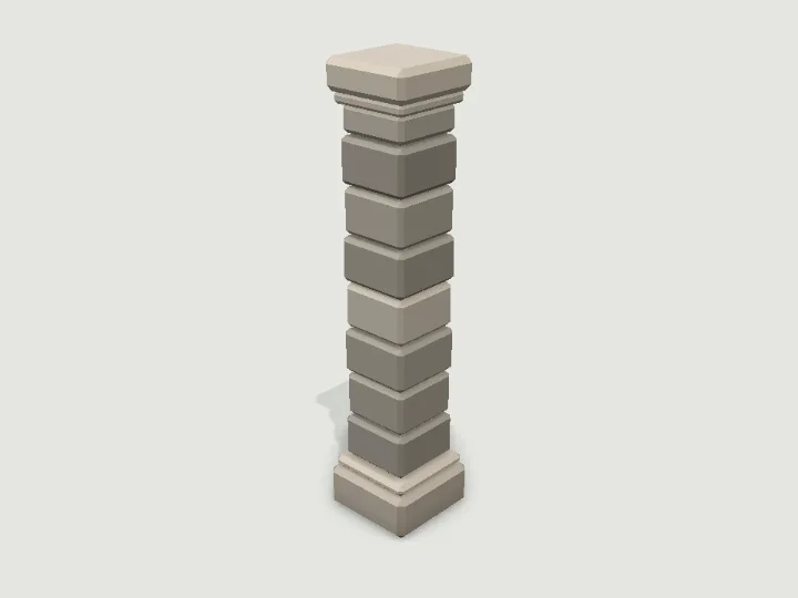Level Pillar, low-poly 3D building