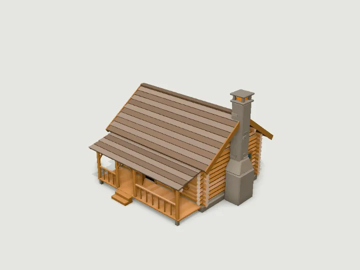 Log Cabin, low-poly 3D building
