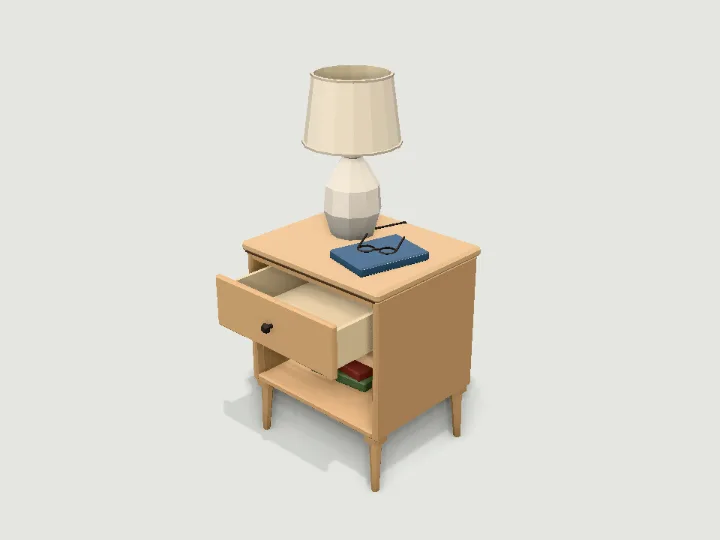 Nightstand, low-poly 3D prop