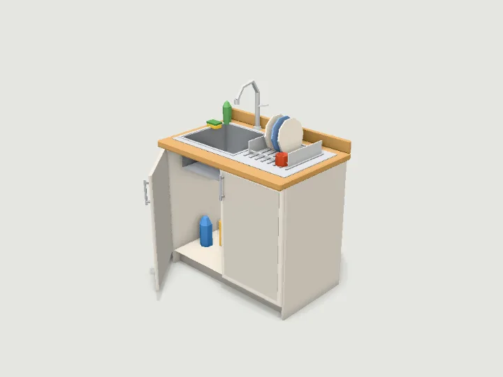 Sink Unit, low-poly 3D prop