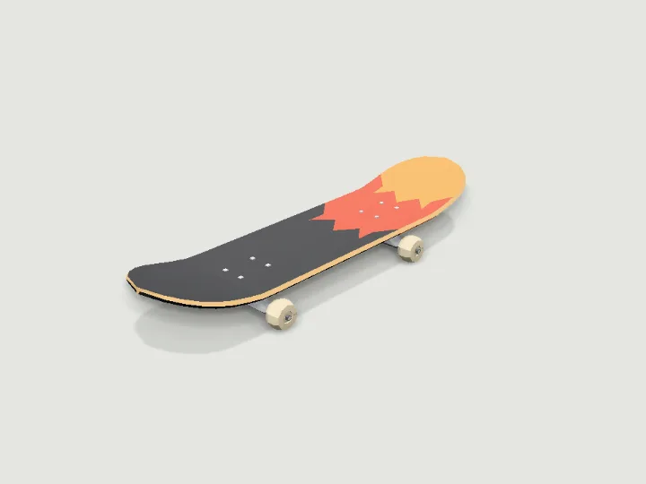 Skateboard, low-poly 3D vehicle