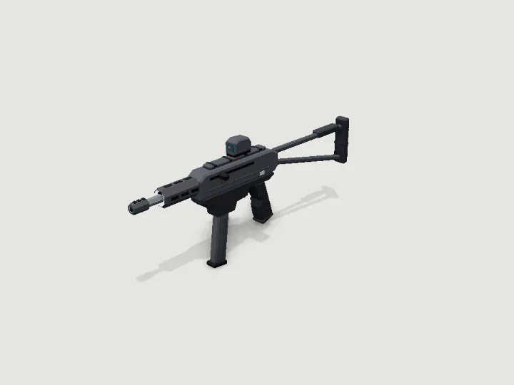 Submachine Gun, low-poly 3D prop