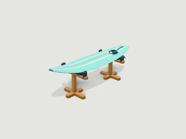 Surfboard, low-poly 3D prop