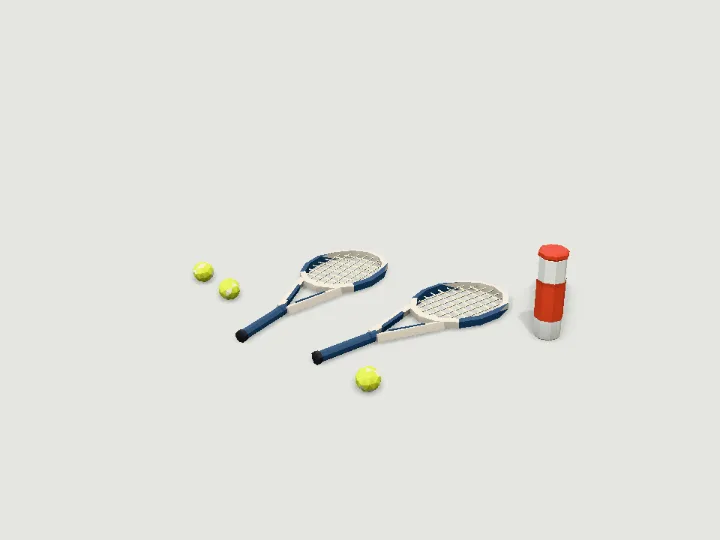 Tennis Set, low-poly 3D prop
