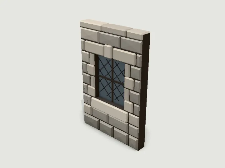Wall with Window, low-poly 3D building